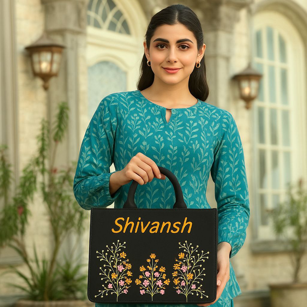"Nixa Bloom Embroidered Colorful Flower Valley Tote