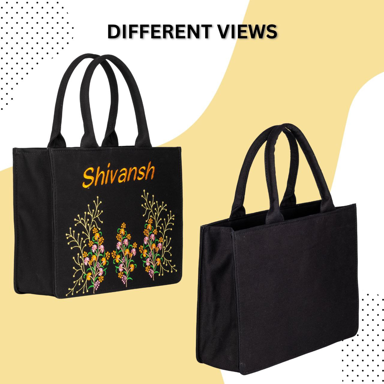 "Nixa Bloom Embroidered Colorful Flower Valley Tote