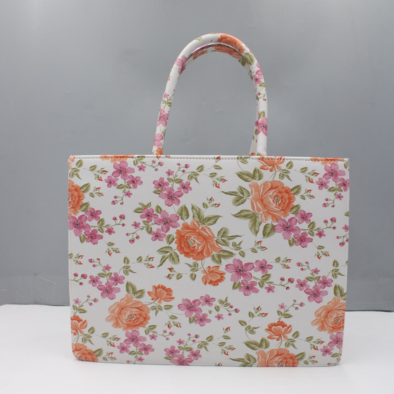 Customised Floral Synthetic Leather Tote Bag
