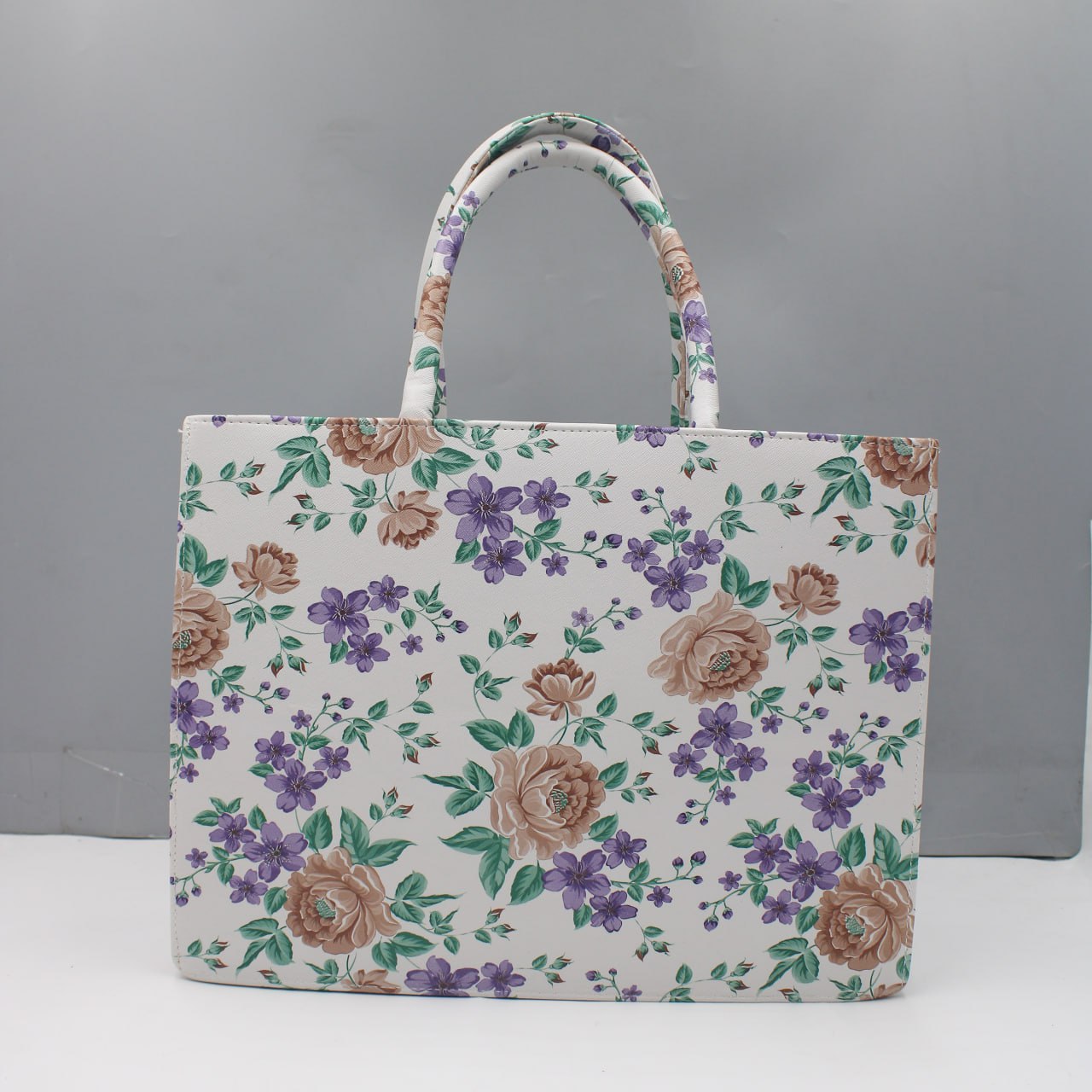 Customised Floral Synthetic Leather Tote Bag