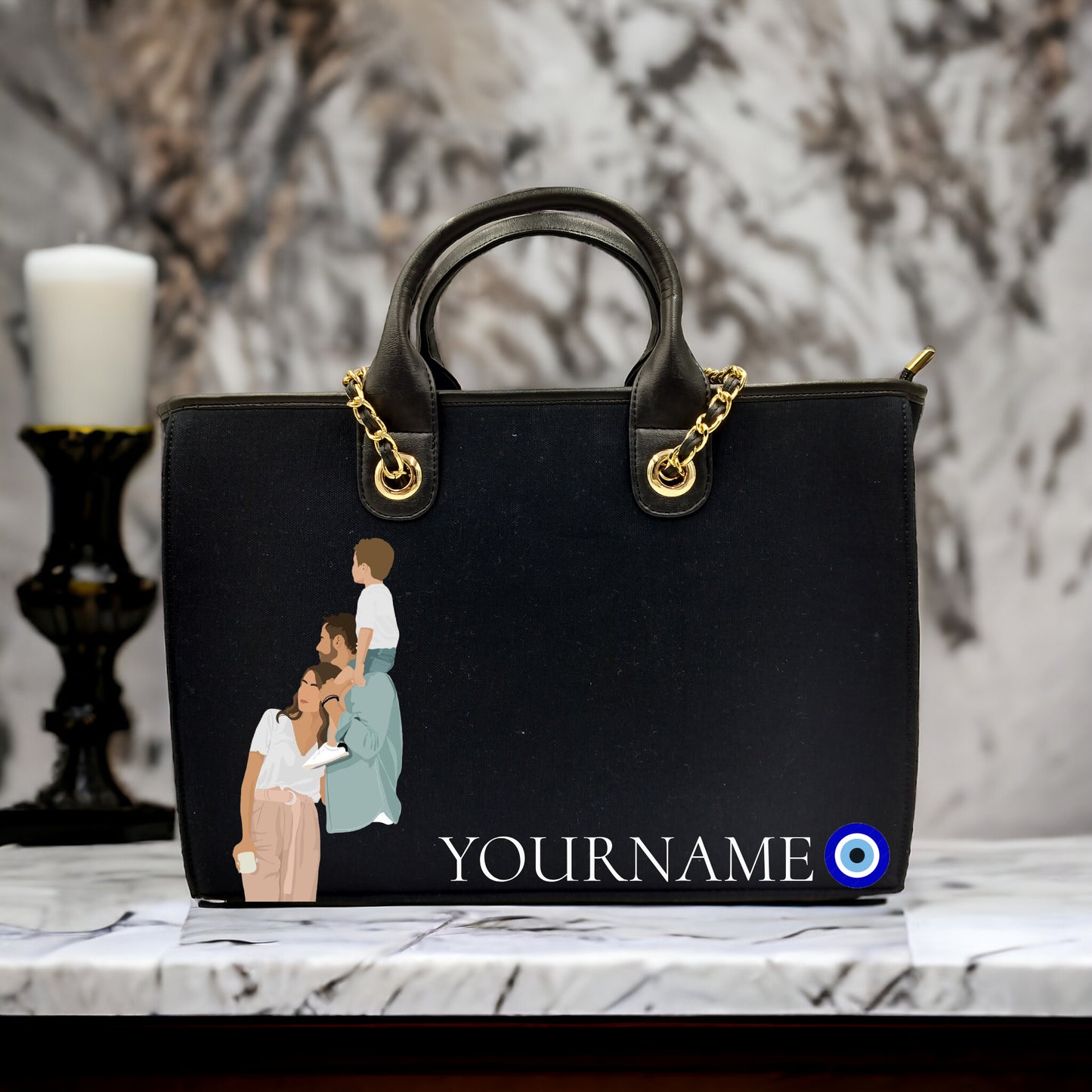 Customised Canvas Tote Bag with photo and Name