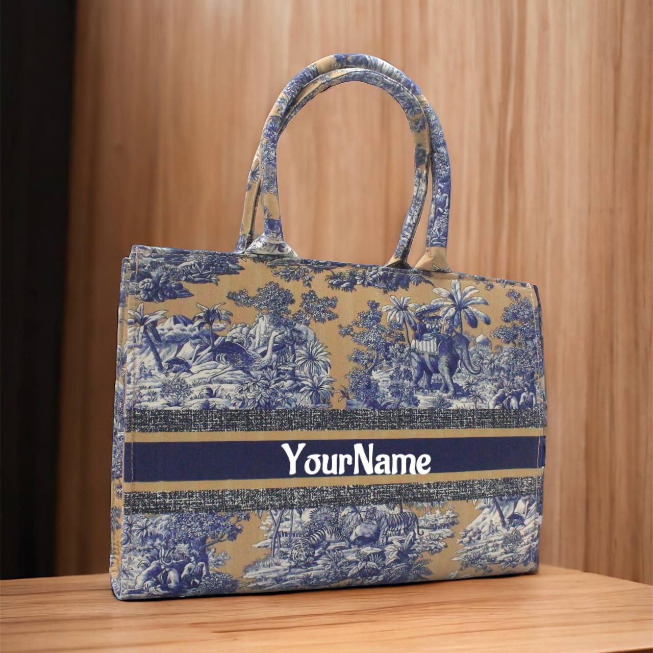 Customized Elephant Town Canvas Tote Bag