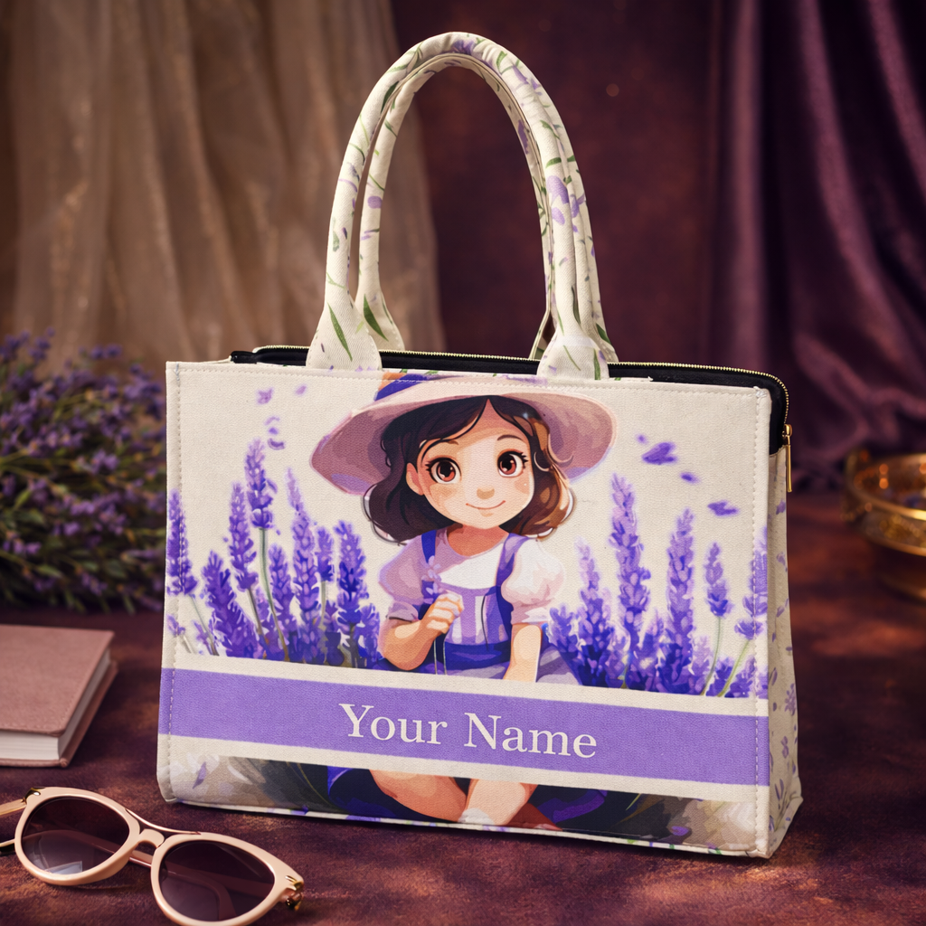 Nixa style lavender garden customised tote bag