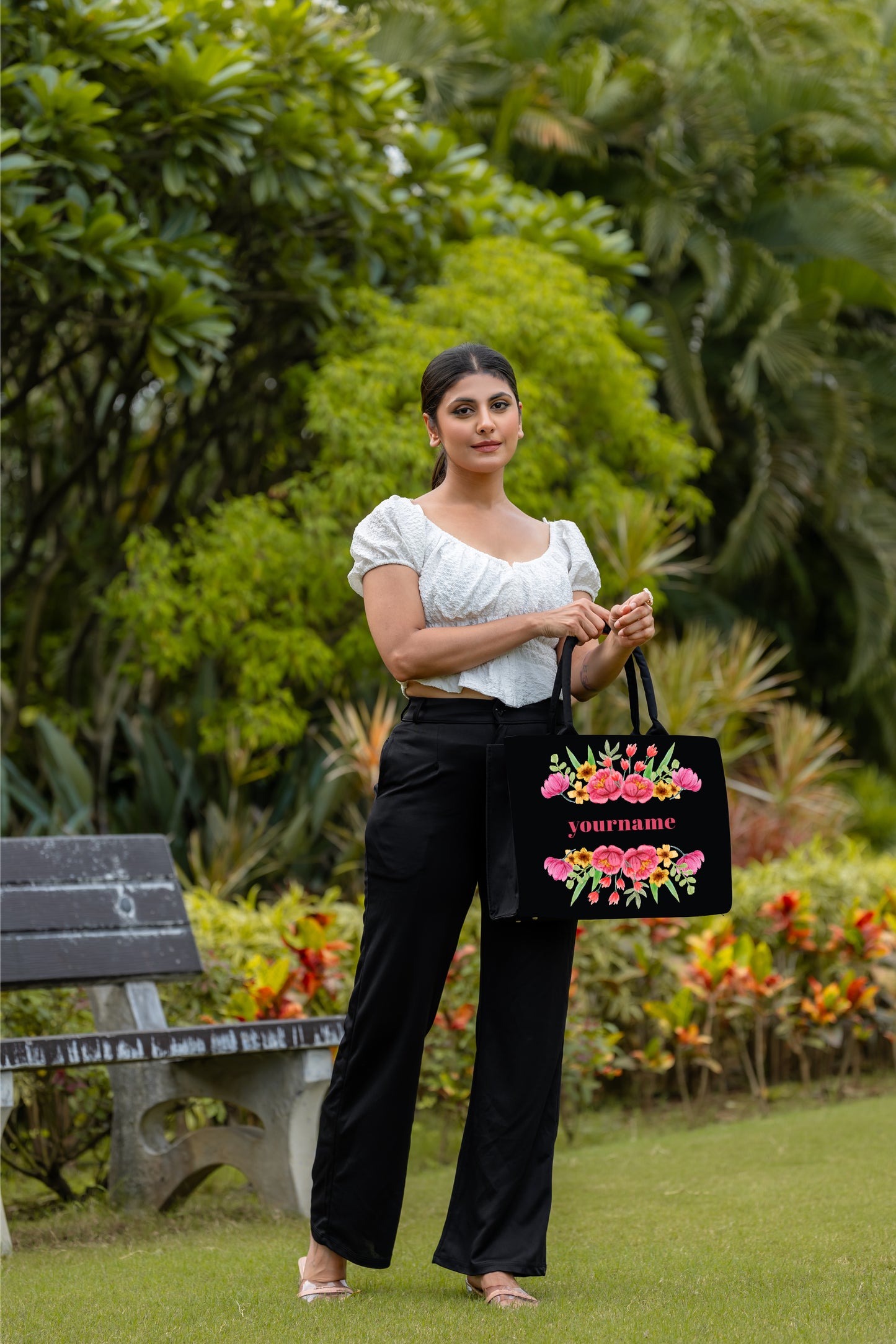 Customised  Floral Flower Tote bag