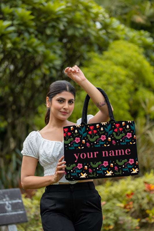 Customised Canvas ColourFull Flowers Tote bag