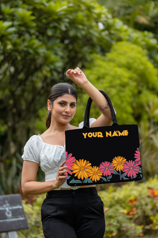 Customised Beautiful Floral Canvas Tote bag