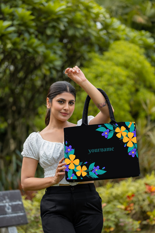 Customised Floral Canvas Tote bag