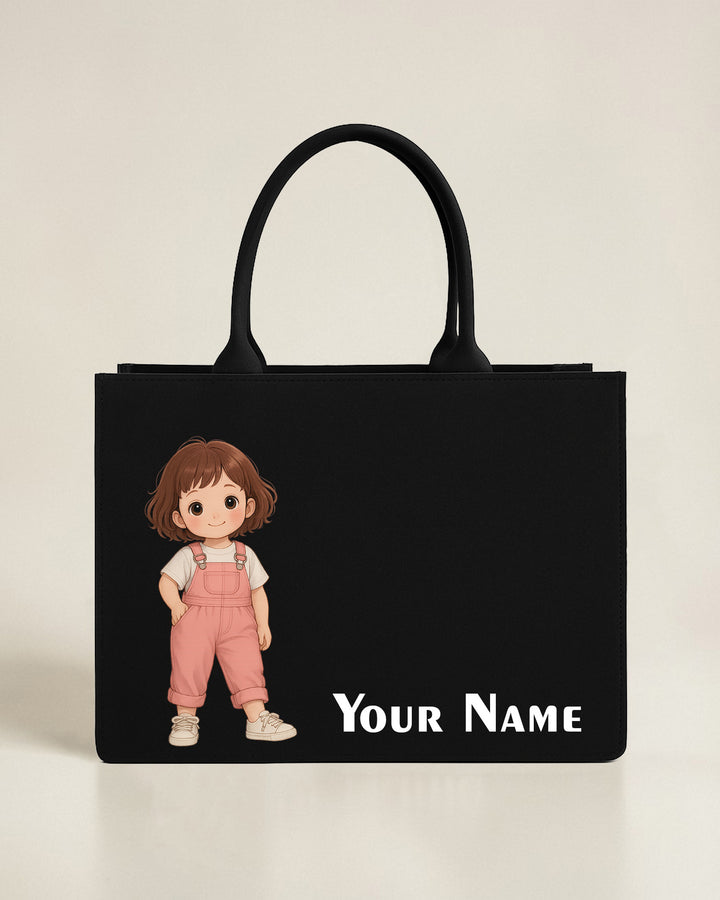 Customised Cute Little Girl Tote Bag with Name | Personalized Canvas Tote Bag for Girls – Nixa Style