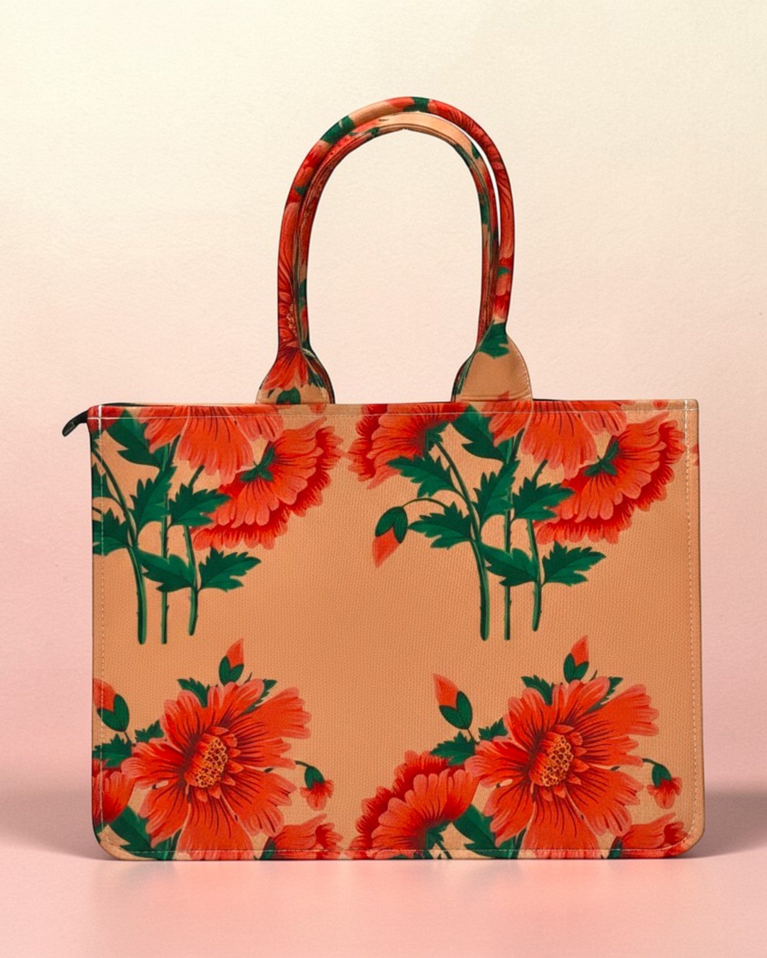 Aesthetic Anime Girl Canvas Tote Bag - Artistic Floral Portrait Shoulder Bag for Book Lovers, Japanese Manga Style Gift for Her, Sustainable Eco-Friendly Shopper.