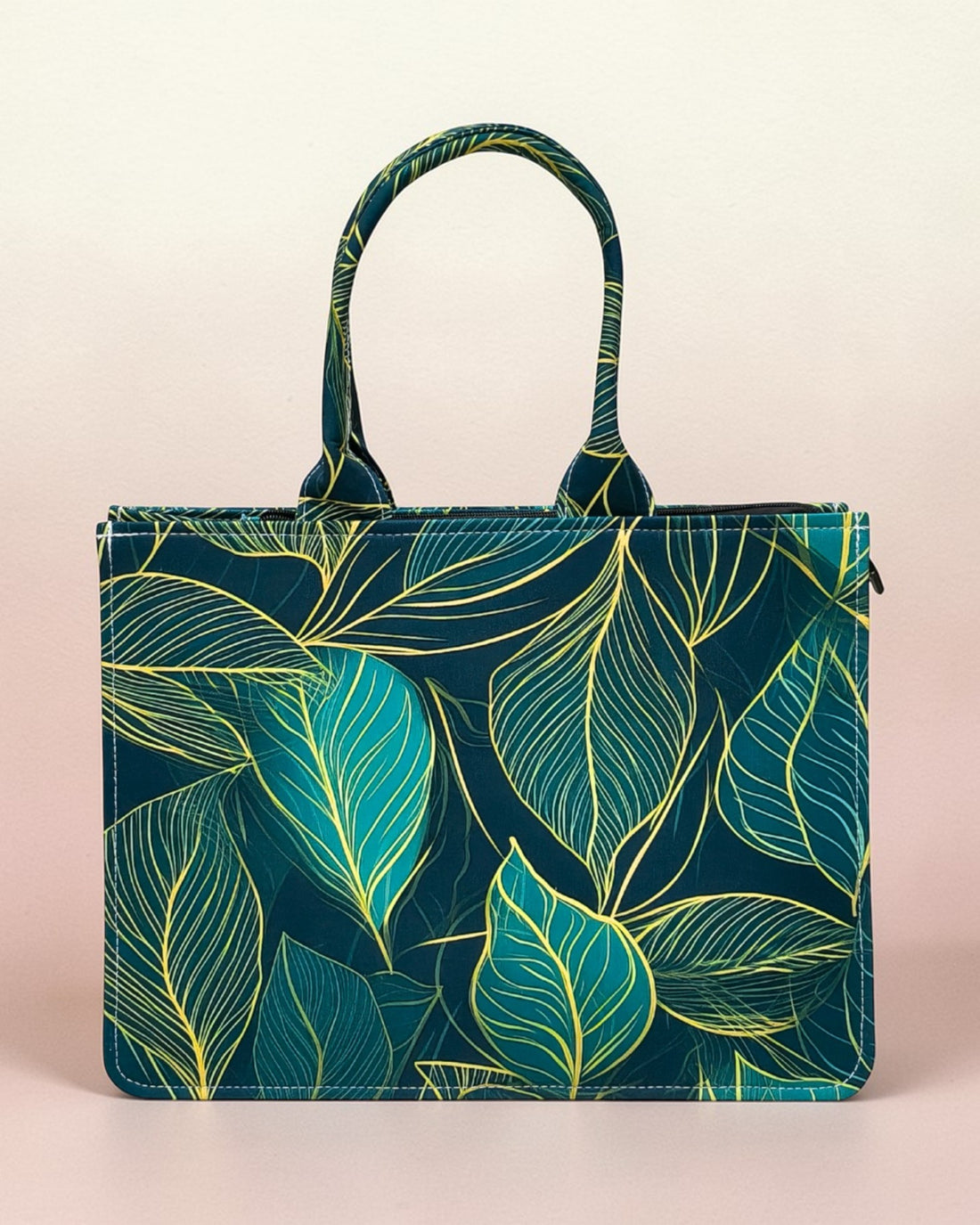 Personalised Leaf Design Tote Bag with Name | Custom Canvas Tote Bag for Women | Stylish Laptop & Daily Use Bag