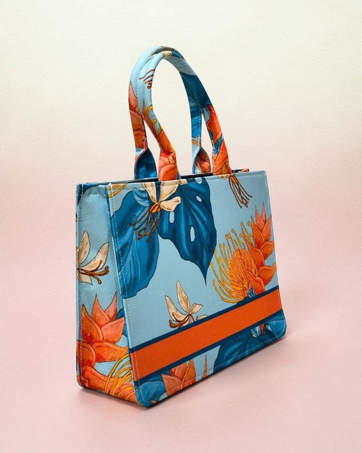 Personalised Tropical Floral Tote Bag with Name | Custom Canvas Tote Bag for Women | Stylish Office, College & Travel Bag