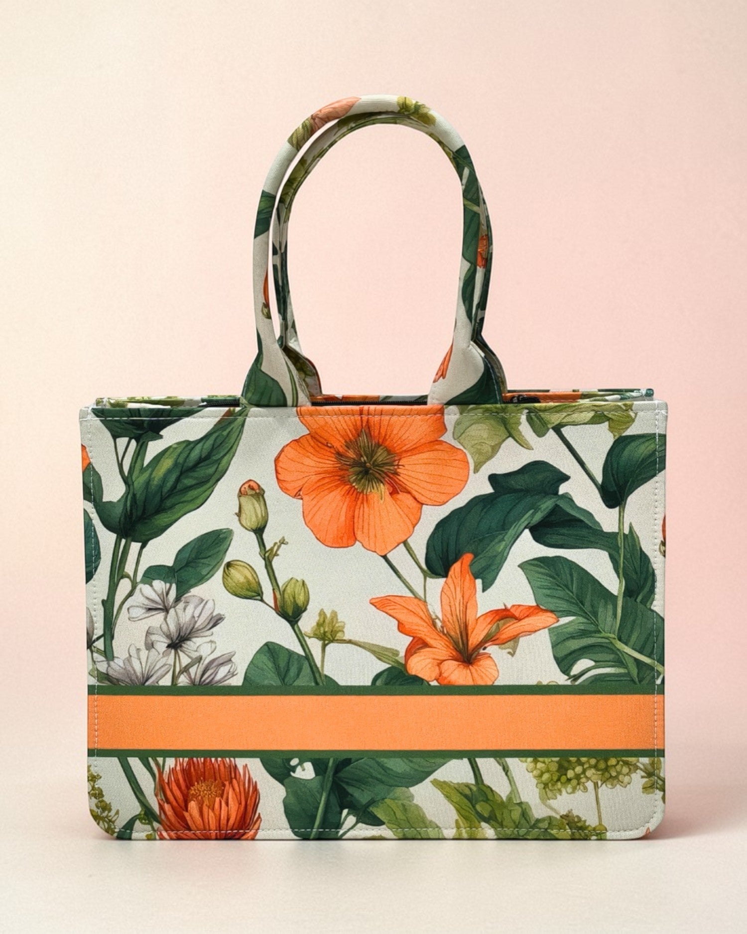 Customized Name Floral Botanical Canvas Tote Bag for Women | Personalised Flower Print Handbag | Custom Gift Tote Bag