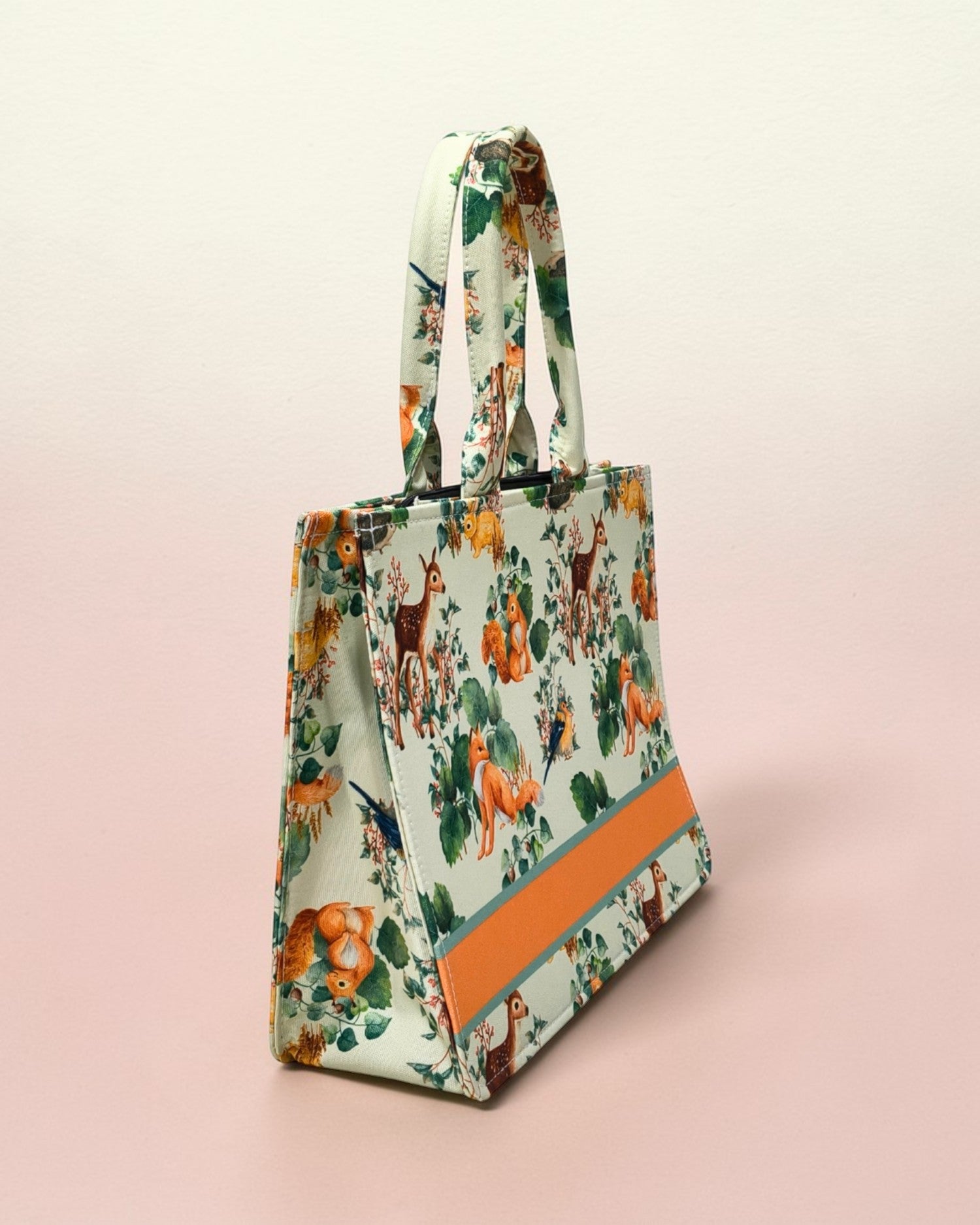 Customized Name Woodland Animal Canvas Tote Bag for Women | Personalised Fox Deer Forest Handbag | Custom Gift Tote Bag