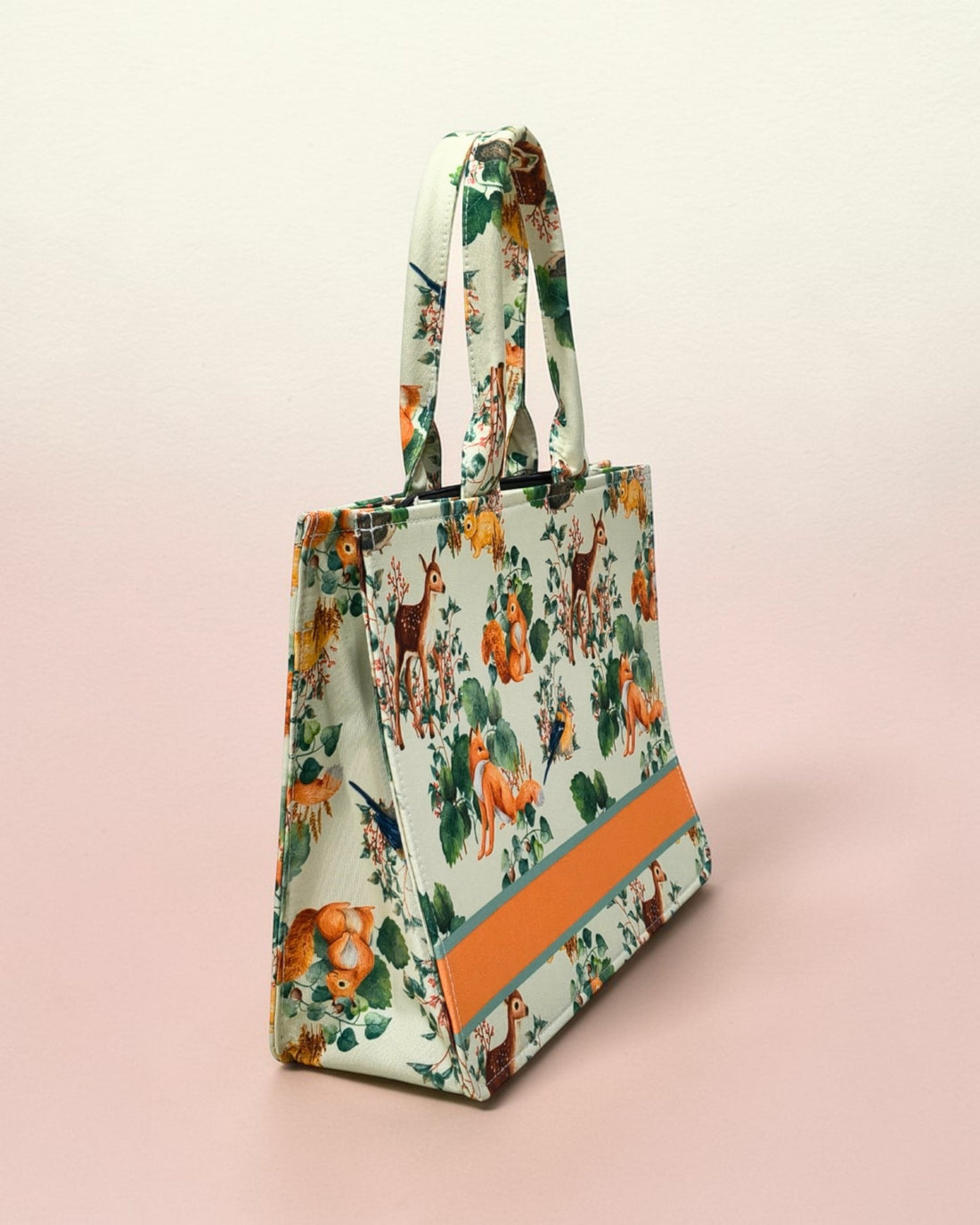 Customized Name Woodland Animal Canvas Tote Bag for Women | Personalised Fox Deer Forest Handbag | Custom Gift Tote Bag