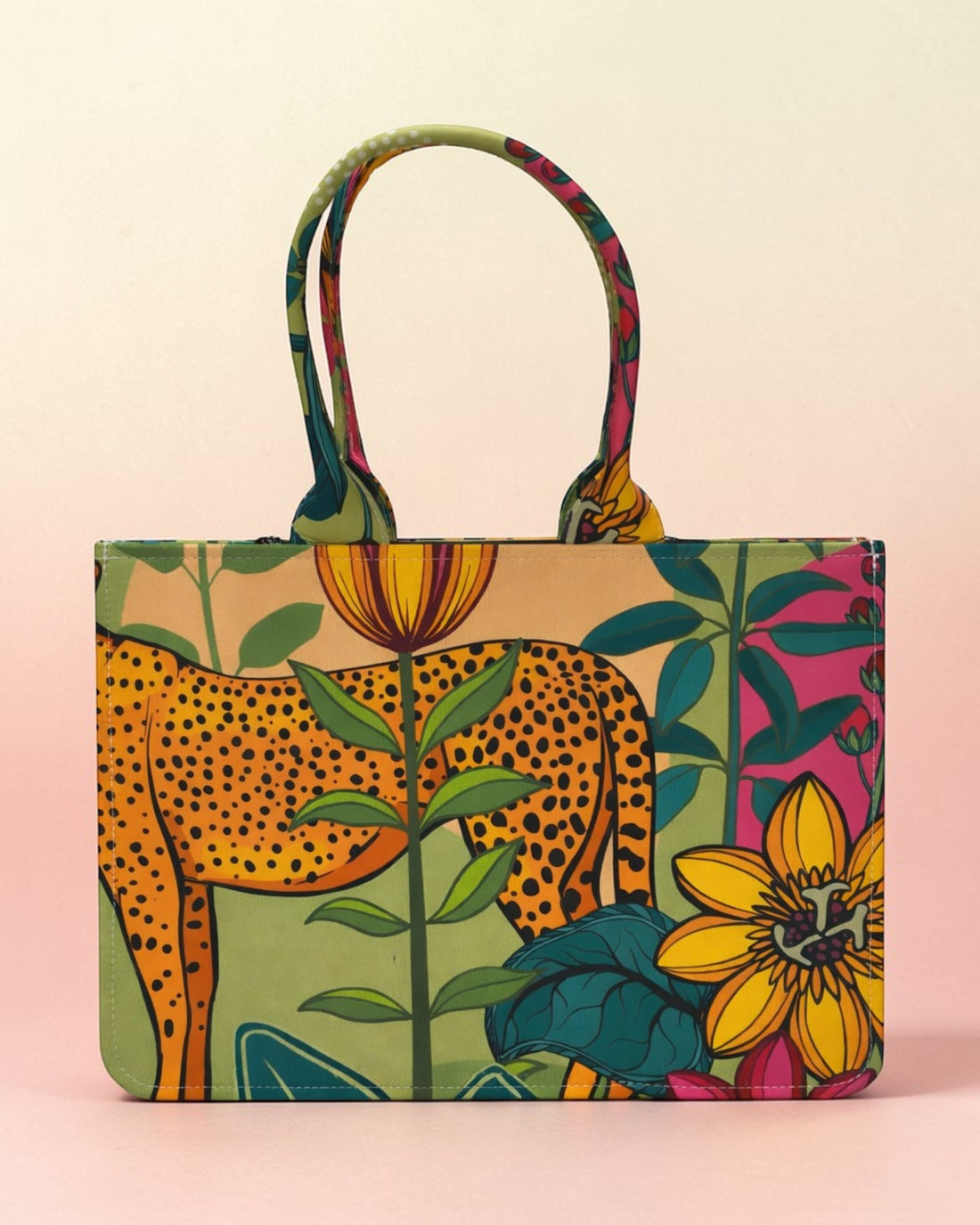 Customized Name Leopard Canvas Tote Bag for Women | Personalised Tropical Animal Print Handbag | Stylish Custom Tote Bag