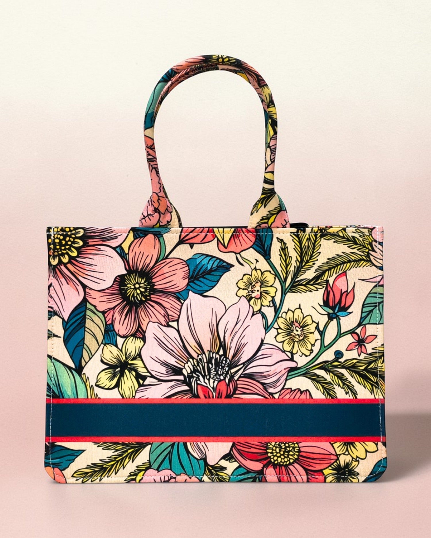 Vintage Safari Illustration Canvas Tote Bag - Exotic Animal Canvas Shopper