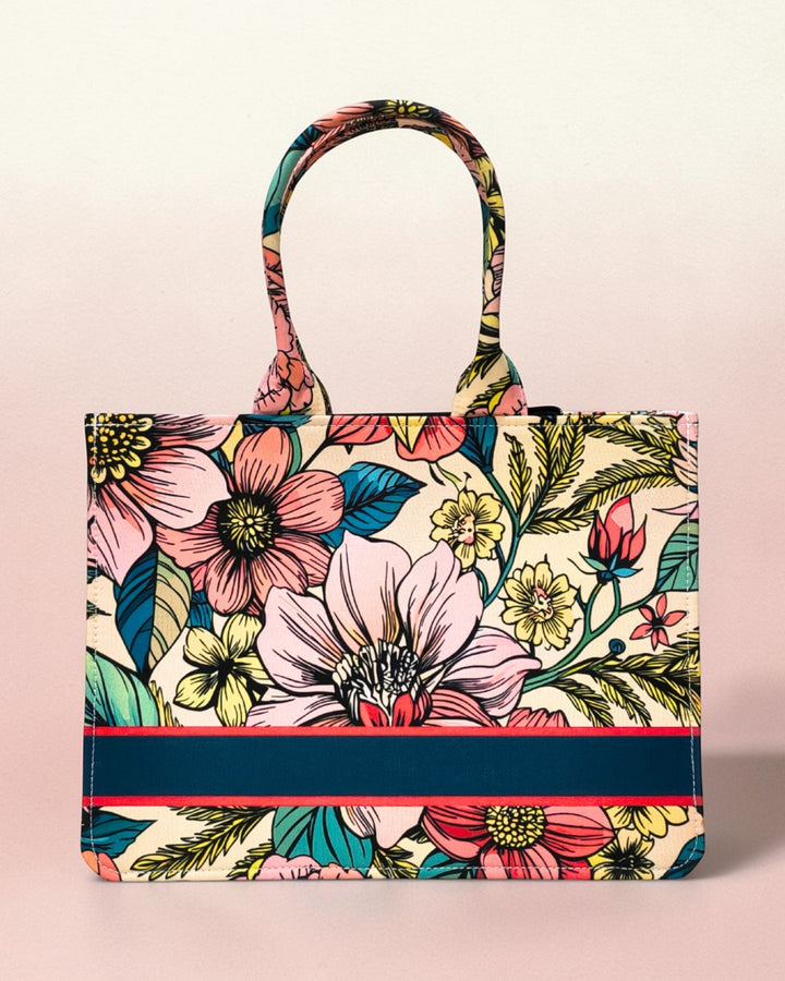 Vintage Safari Illustration Canvas Tote Bag - Exotic Animal Canvas Shopper