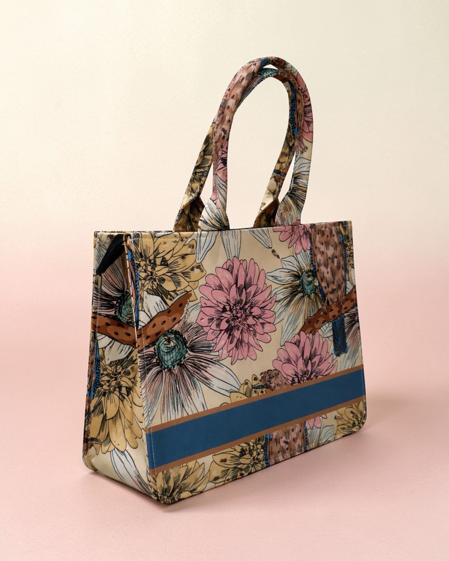 Personalised Vintage Floral Bird Tote Bag with Name | Custom Canvas Tote Bag for Women | Stylish Office, College & Travel Bag