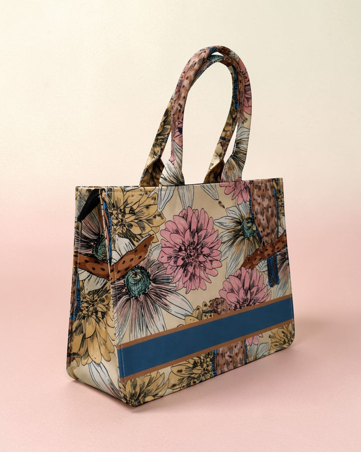 Personalised Vintage Floral Bird Tote Bag with Name | Custom Canvas Tote Bag for Women | Stylish Office, College & Travel Bag