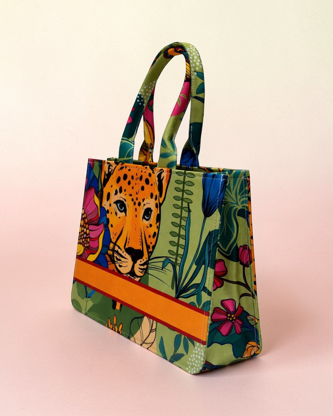 Customized Name Leopard Canvas Tote Bag for Women | Personalised Tropical Animal Print Handbag | Stylish Custom Tote Bag