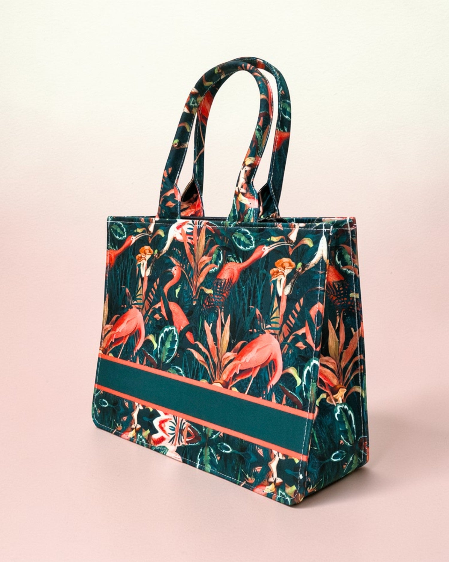 Personalised Flamingo Tote Bag with Name | Custom Tropical Canvas Tote Bag for Women | Stylish Laptop & Travel Tote