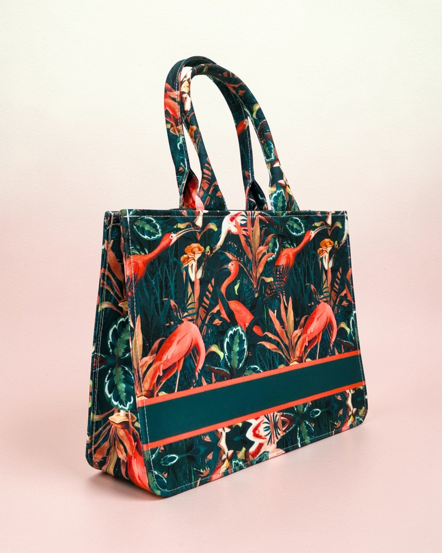 Personalised Flamingo Tote Bag with Name | Custom Tropical Canvas Tote Bag for Women | Stylish Laptop & Travel Tote