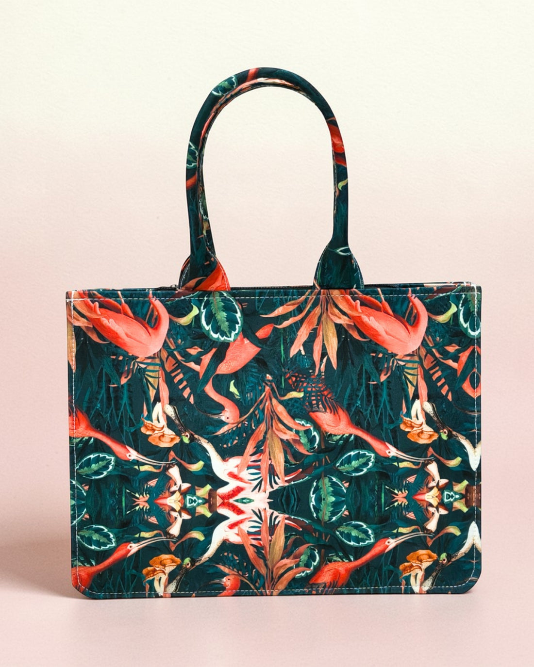 Personalised Flamingo Tote Bag with Name | Custom Tropical Canvas Tote Bag for Women | Stylish Laptop & Travel Tote