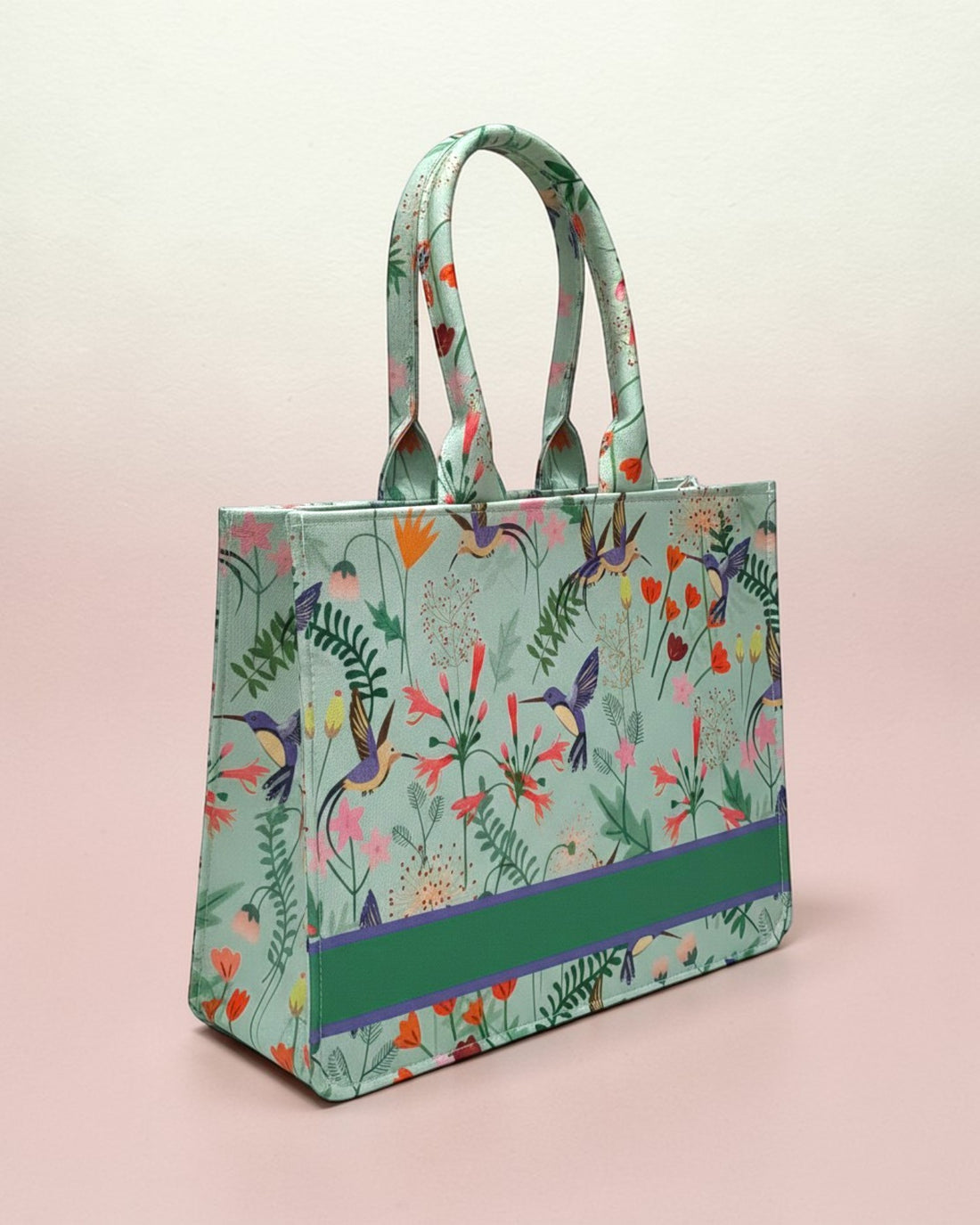 Personalised Hummingbird Floral Tote Bag with Name | Custom Canvas Tote Bag for Women | Stylish Office, College & Travel Bag