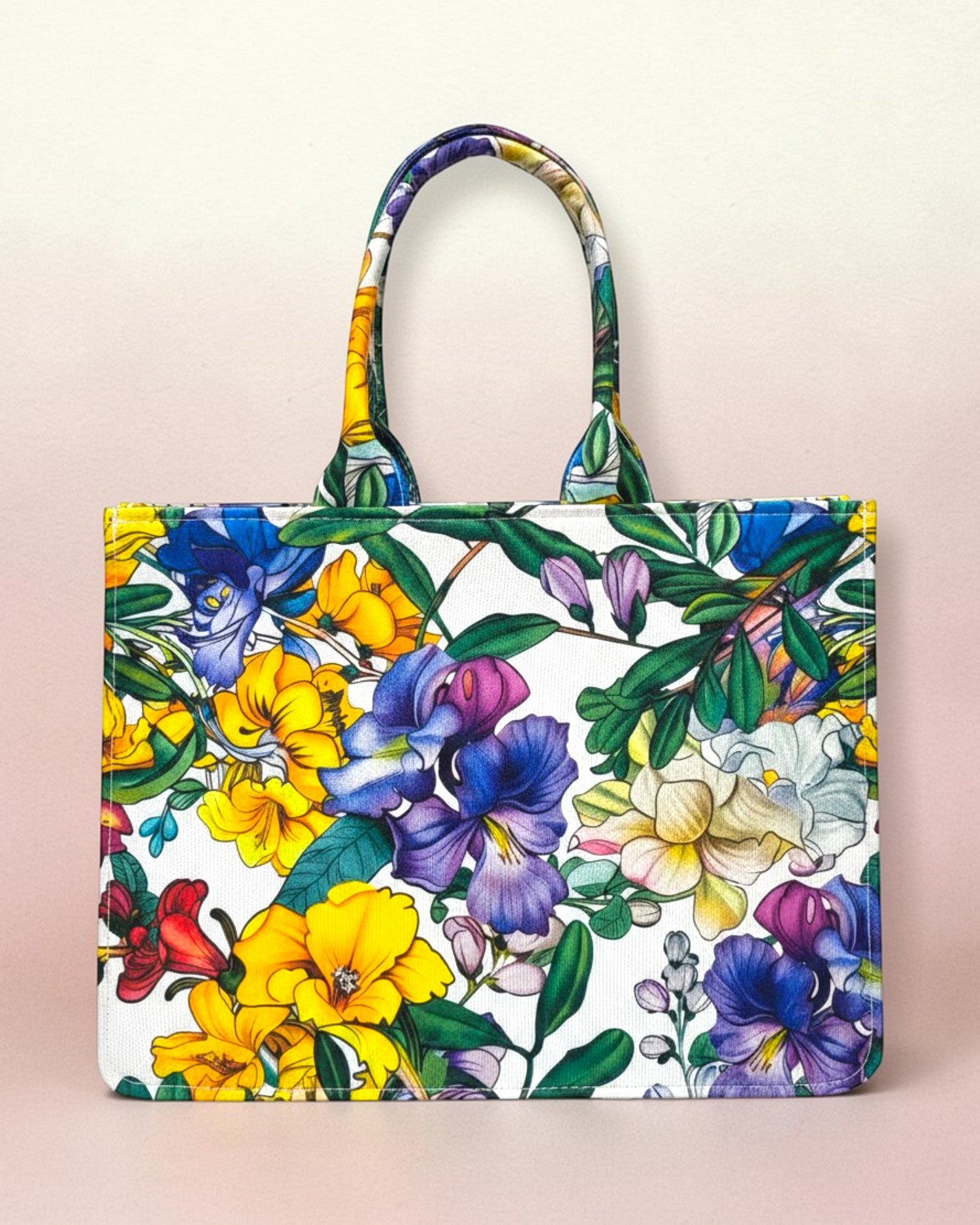 Personalised Colorful Floral Tote Bag with Name | Custom Canvas Tote Bag for Women | Stylish Office, College & Travel Bag