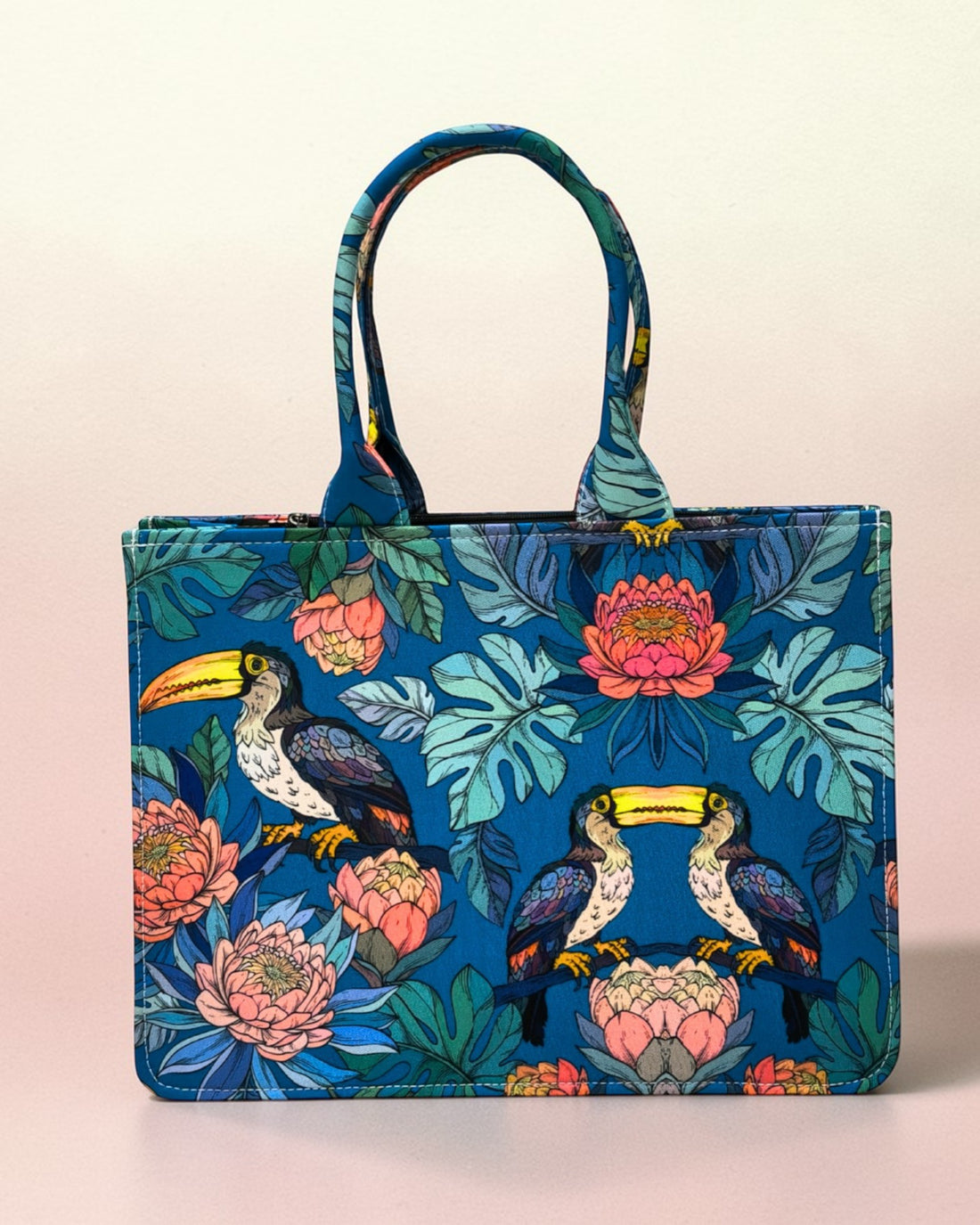 Personalised Toucan Tropical Tote Bag with Name | Custom Canvas Tote Bag for Women | Stylish Office, College & Travel Bag