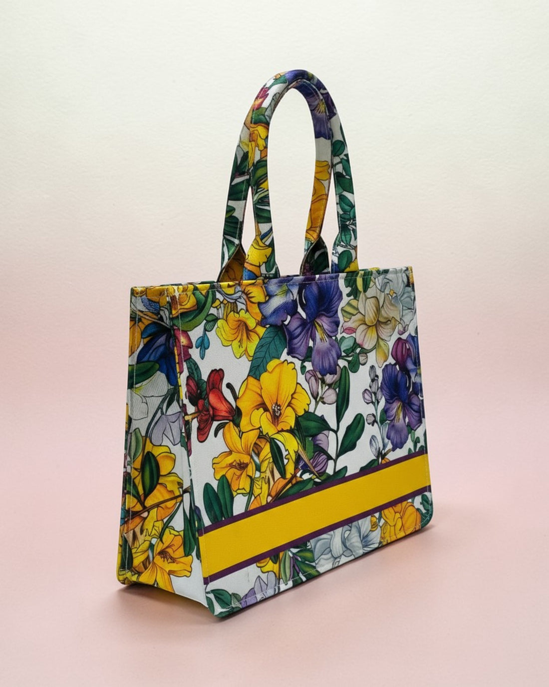 Personalised Colorful Floral Tote Bag with Name | Custom Canvas Tote Bag for Women | Stylish Office, College & Travel Bag