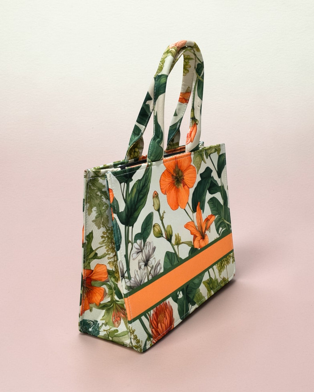 Customized Name Floral Botanical Canvas Tote Bag for Women | Personalised Flower Print Handbag | Custom Gift Tote Bag