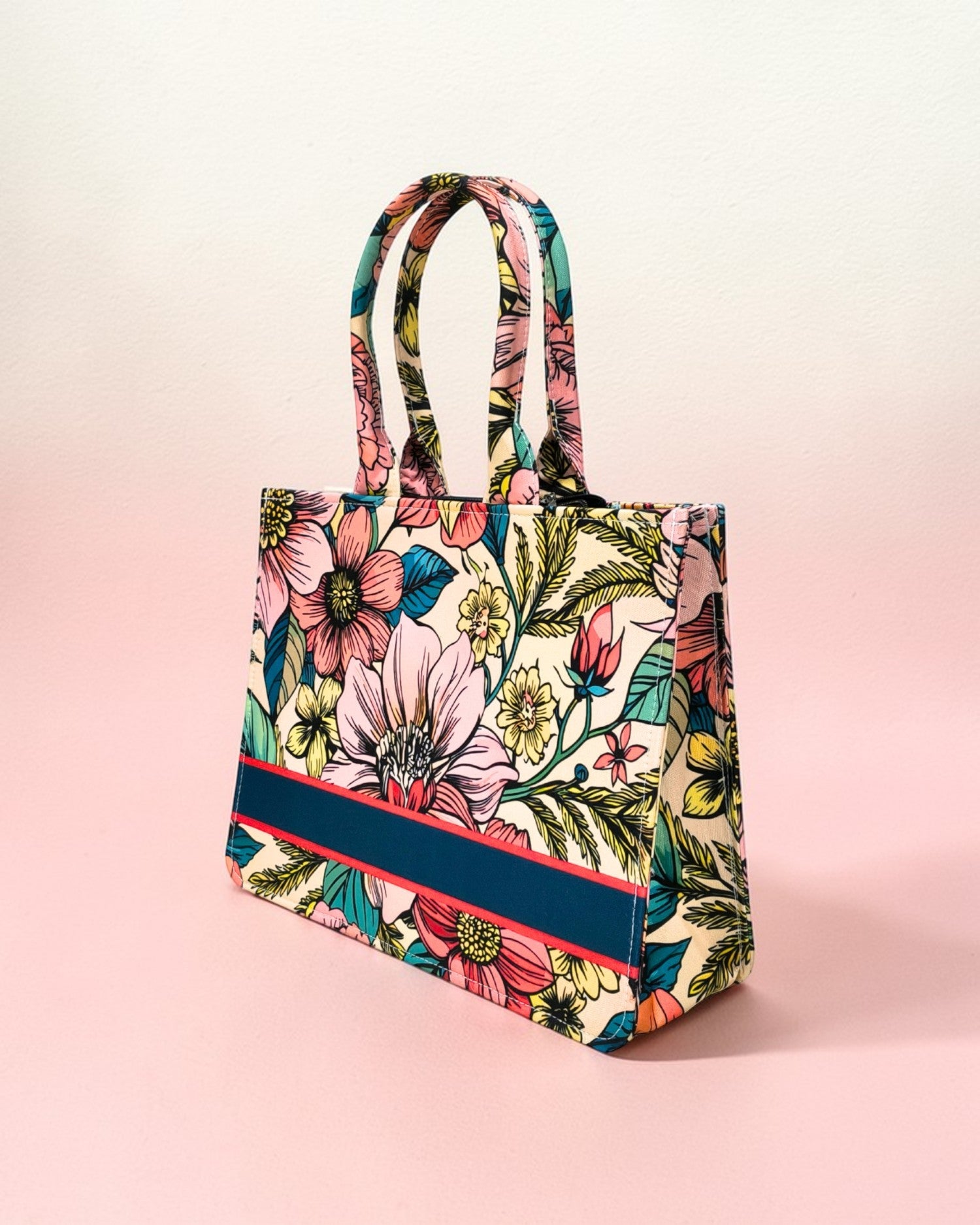 Vintage Safari Illustration Canvas Tote Bag - Exotic Animal Canvas Shopper