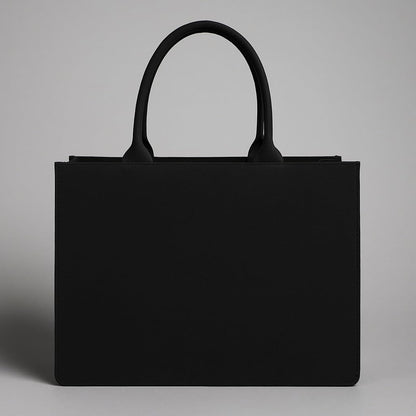 Personalized Tote Bag with Name – Custom Black Canvas Handbag with Stripes