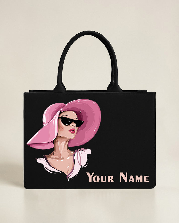 Customised Canvas Beautiful Girl with Het Tote bag