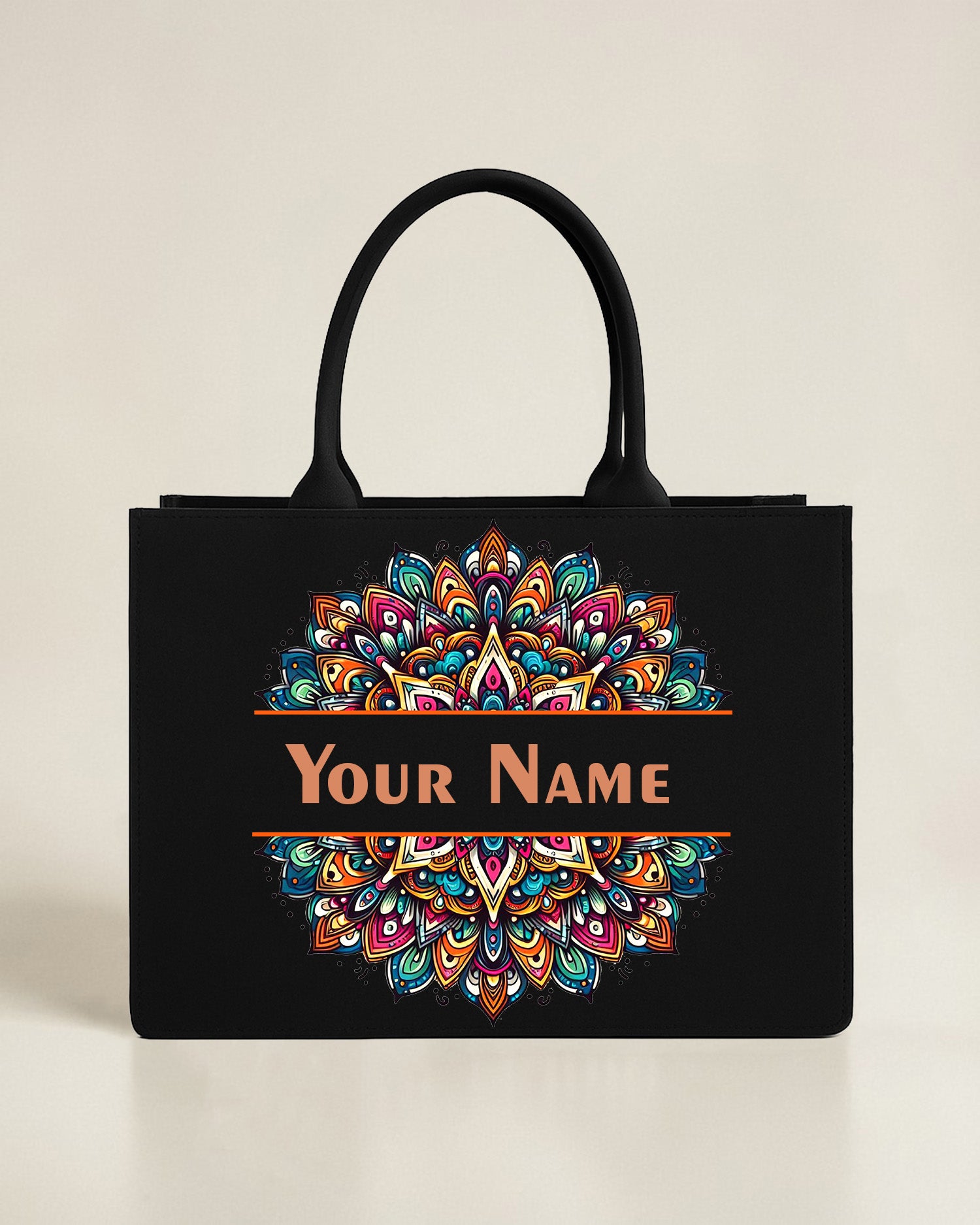 Customised Mandala Tote Bag with Name | Personalized Canvas Tote Bag for Women | Boho Mandala Handbag – Nixa Style