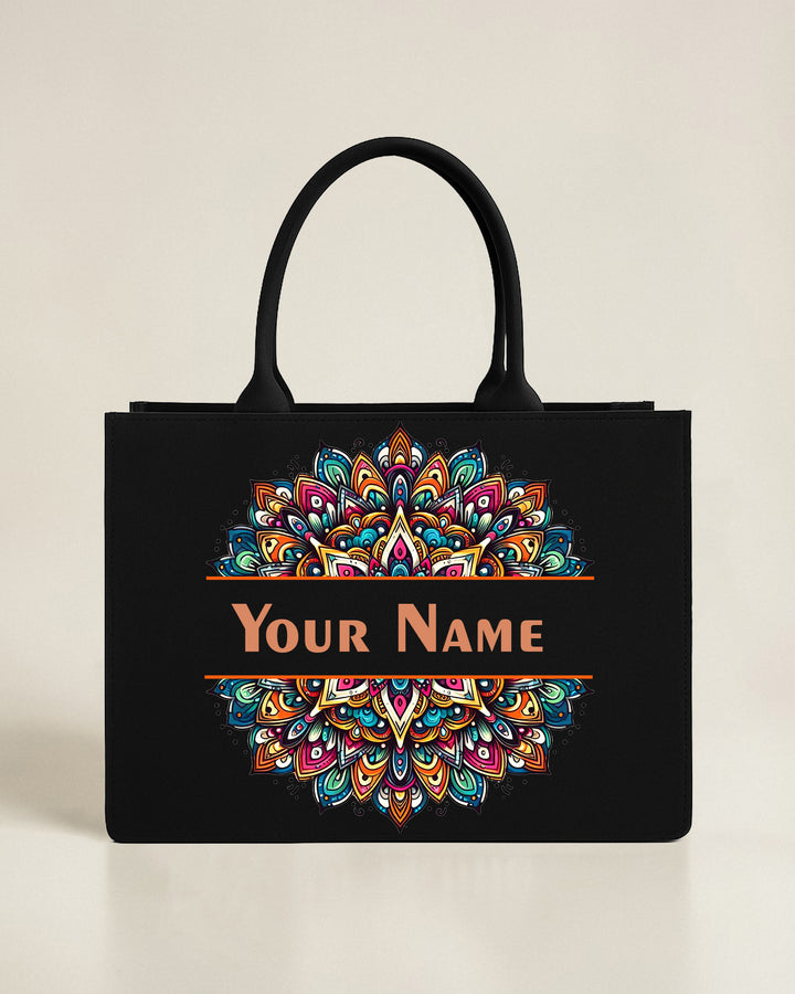 Customised Mandala Tote Bag with Name | Personalized Canvas Tote Bag for Women | Boho Mandala Handbag – Nixa Style