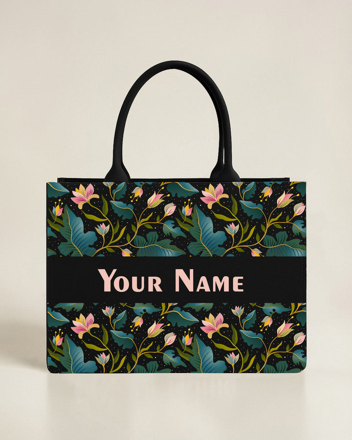 Customised Leaf Tote Bag with Name | Personalized Canvas Tote Bag for Women | Eco Stylish Bag – Nixa Style