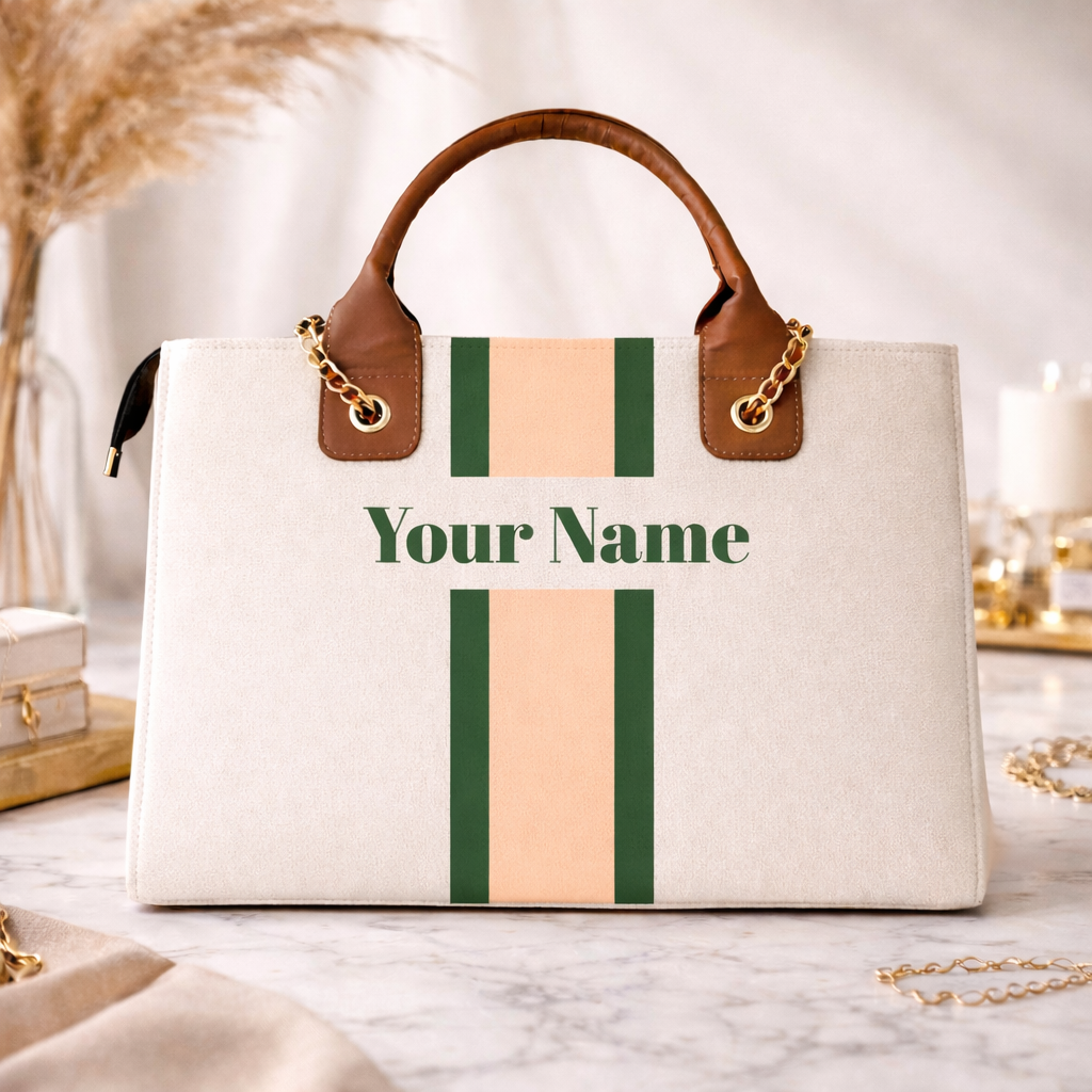 Customised Name Tote Bag for Women | Premium Canvas Travel & Work Bag | Personalised Gift by Nixa Style
