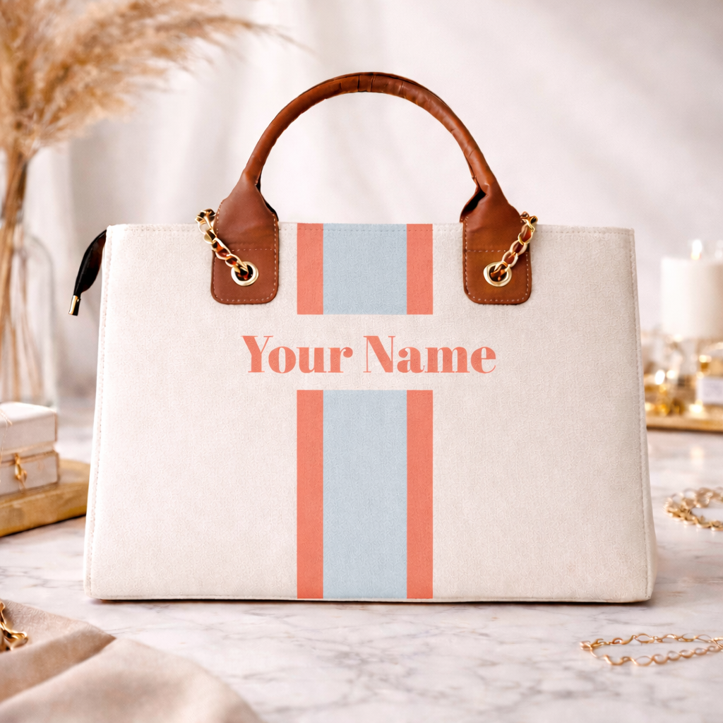 Customised Name Tote Bag for Women | Premium Canvas Travel & Work Bag | Personalised Gift by Nixa Style