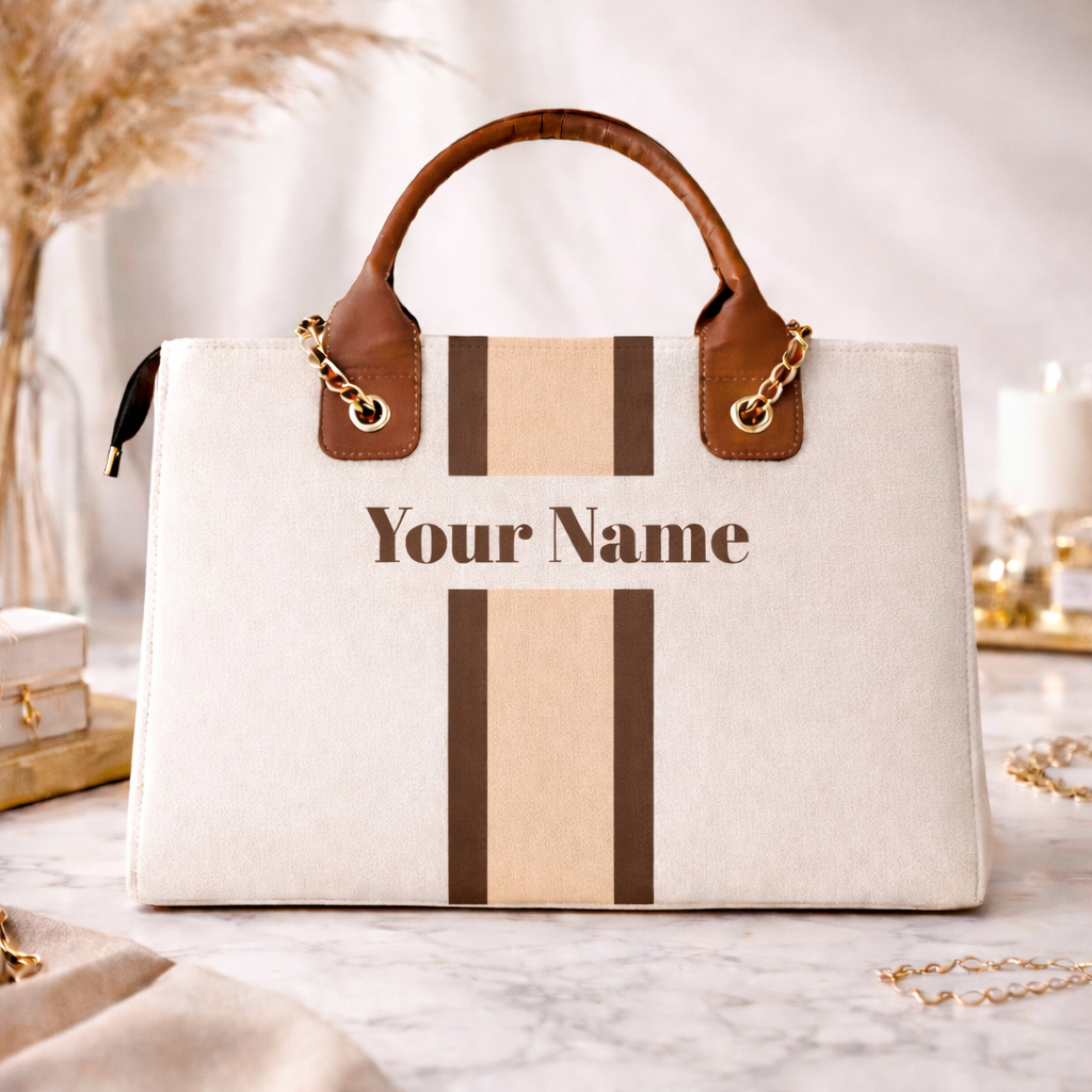 Customised Name Tote Bag for Women | Premium Canvas Travel & Work Bag | Personalised Gift by Nixa Style