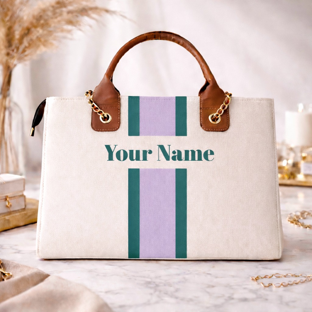 Customised Name Tote Bag for Women | Premium Canvas Travel &amp; Work Bag | Personalised Gift by Nixa Style