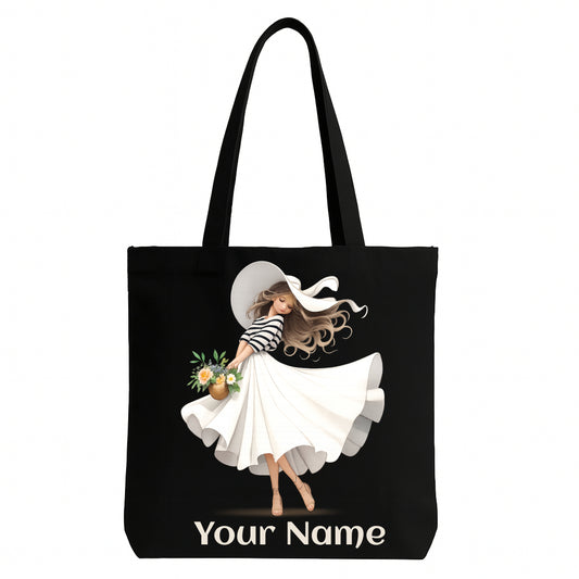 Personalised Stylised  Dancinng Girl Tote Bag