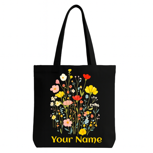 Personalised Stylised  Floral  Tote Bag