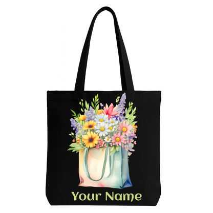 Personalised Stylised Floral  Tote Bag
