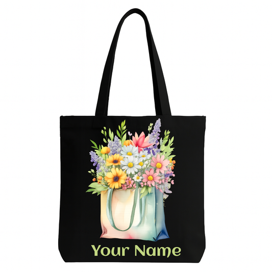 Personalised Stylised Floral  Tote Bag