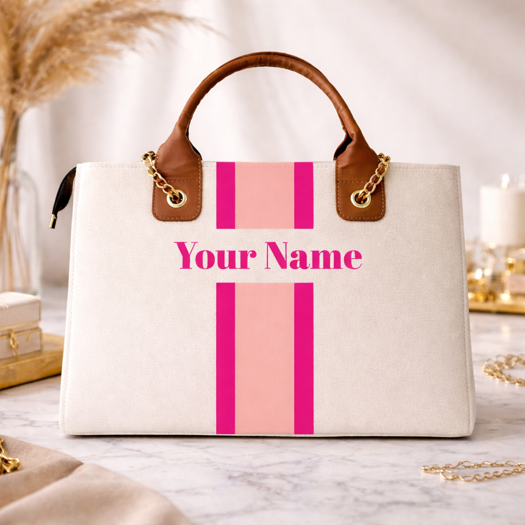 Customised Name Tote Bag for Women | Premium Canvas Travel & Work Bag | Personalised Gift by Nixa Style