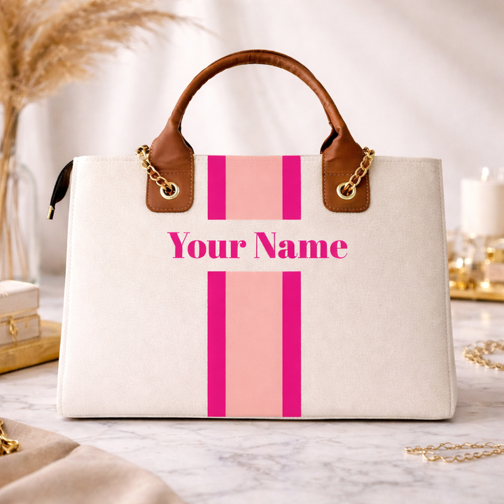 Customised Name Tote Bag for Women | Premium Canvas Travel & Work Bag | Personalised Gift by Nixa Style