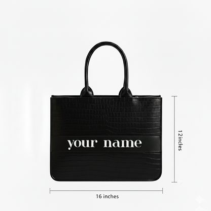 Customised Black Croco Tote Bag