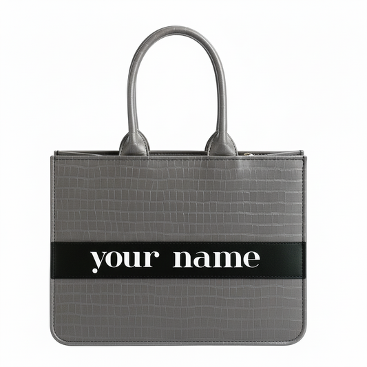 Customised Grey Croco Tote Bag